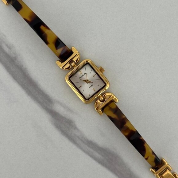 Sku‎ 0457 cute gold mini watch bracelet with brown Inserts with marble pattern main image 5